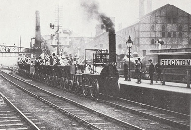 A replica of 'Locomotion' makes its way through Stockton for the 100th anniversary of the Stockton and Darlington Railway in 1925